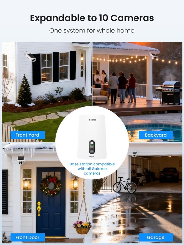 Solar Security Cameras Wireless Outdoor 4 Cam Kit Expadable to 10H, No Subscr... gallery
