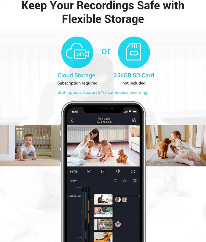 5G Cameras for Home Security, 2K Pet Camera with Phone App, 360° PTZ Indoor Came gallery