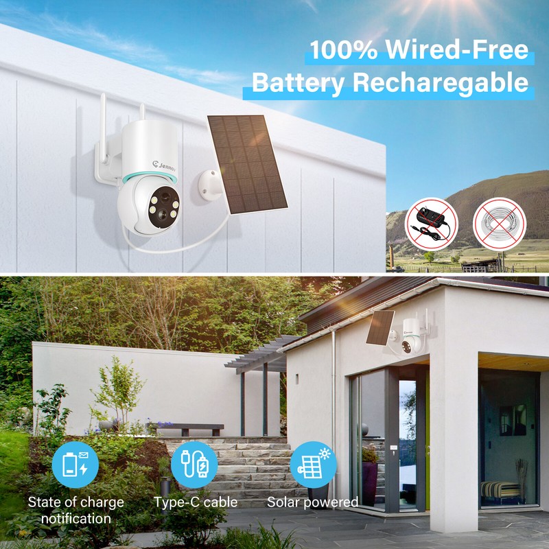 Solar Battery Powered Wifi Security Camera System Wireless Outdoor PTZ 360° Cams gallery