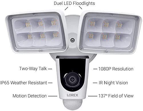 Lorex V261LCD-E 1080p Outdoor Wi-Fi Floodlight Camera with Night Vision - White gallery
