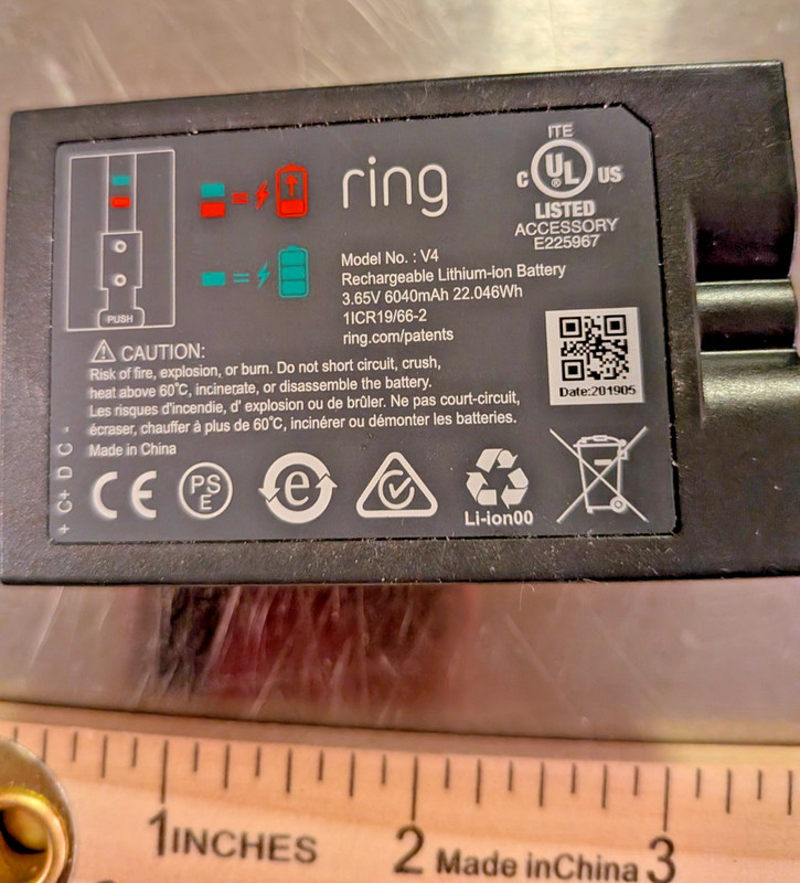 Genuine RING Battery For Peephole Cam Video Doorbell Works Great