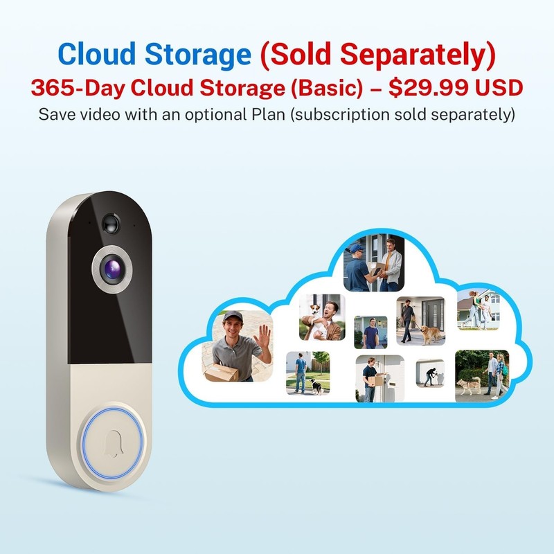 1080P Wireless Video Doorbell Camera, Battery, Night Vision, 2-Way Talk, Motion gallery