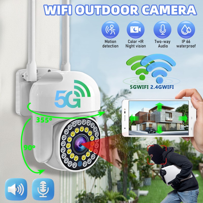 1-4 Wireless Security Camera System Smart Outdoor 5G Wifi Night Vision Cam 1080P