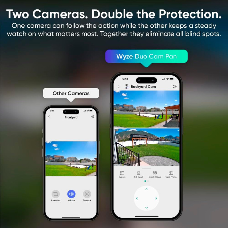 WYZE Duo Cam Pan Indoor/Outdoor IP65 2K 360° Pan/Tilt Smart Home Security Camera gallery