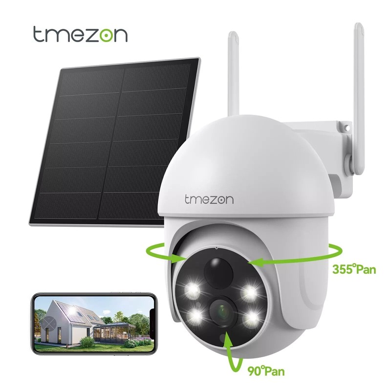 TMEZON 3MP Wireless Solar Powered Security Surveillance System Camera Night View gallery