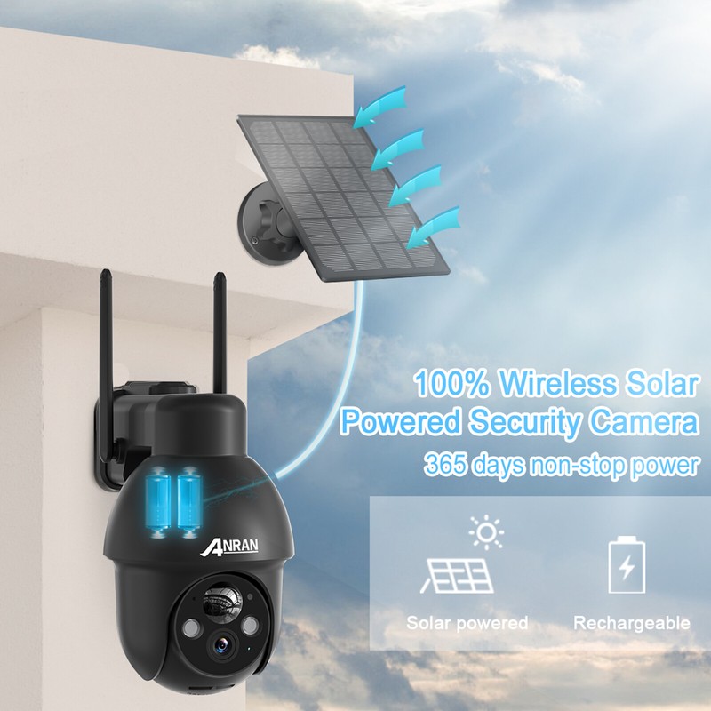 ANRAN 3MP Solar Power Camera Security Wifi CCTV Outdoor Rechargeable 2 Way Audio gallery
