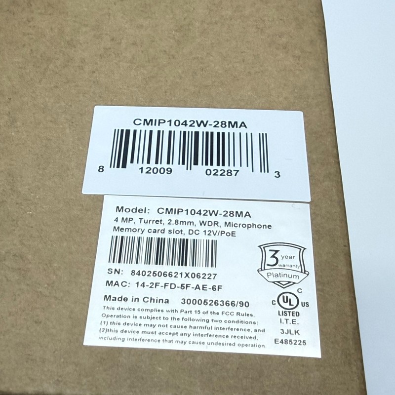 New LTS Platinum Turret Network IP Camera, 4MP, 2.8mm - CMIP1042W-28MA gallery