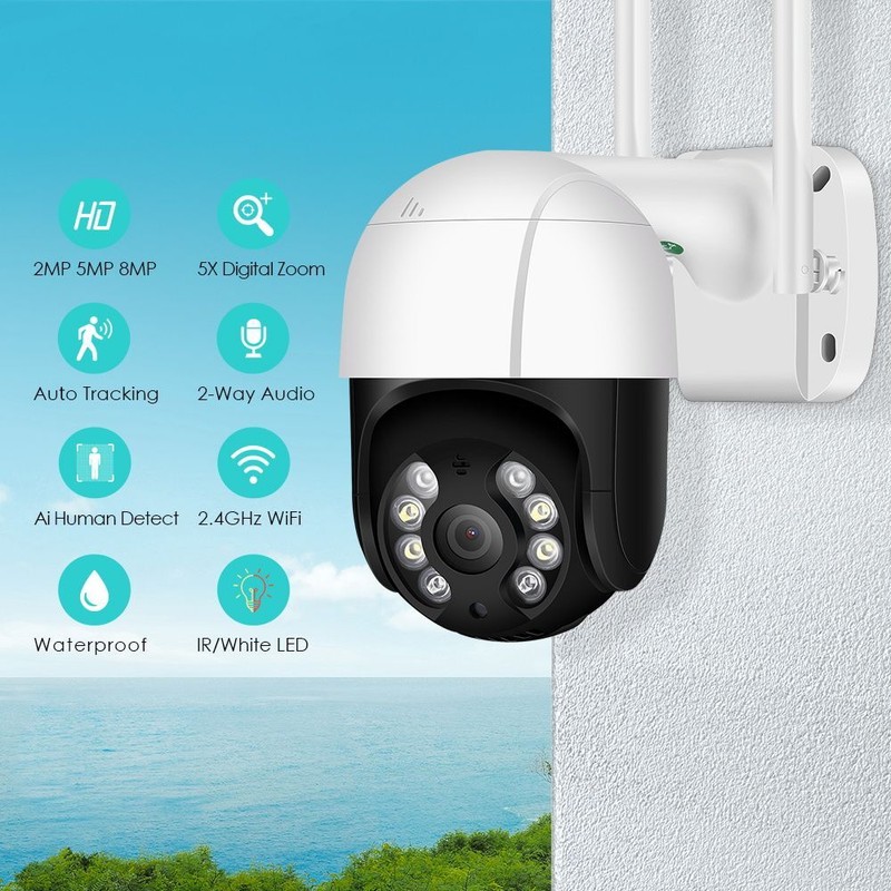 8MP UHD Wireless Wifi SmartCam Speed Dome Waterproof Outdoor Security PTZ Camera gallery