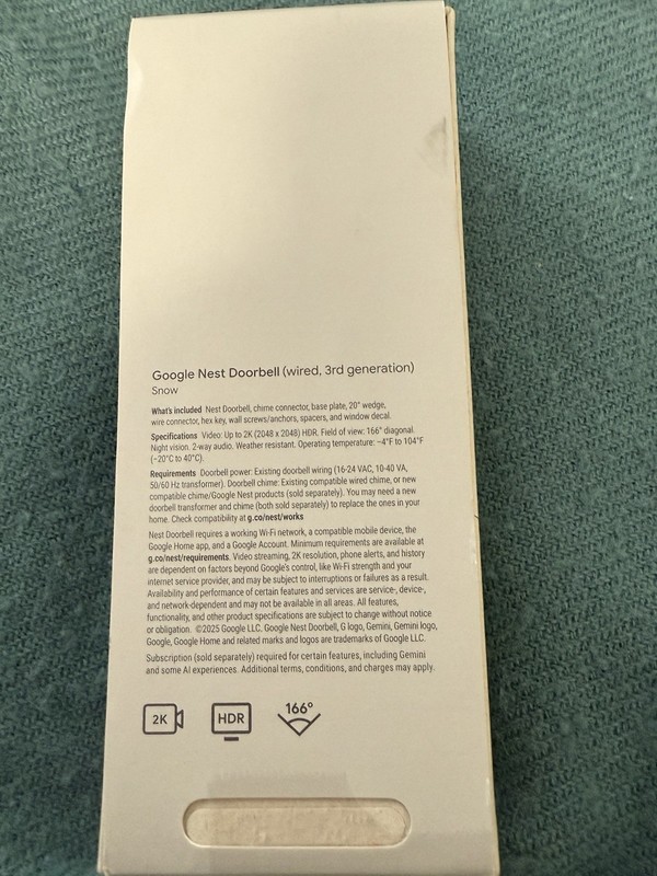 Google Nest Doorbell Wired , 3rd Generation Snow gallery