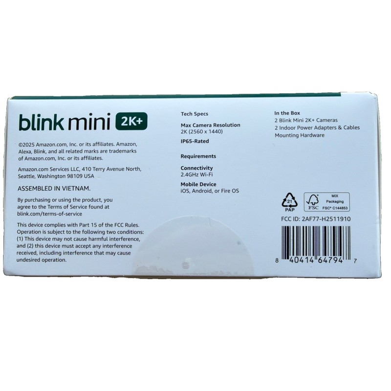 NEW 2 PACK Blink Mini 2k+ Cameras Indoor/Outdoor Plug-in 2K Video WHITE gallery