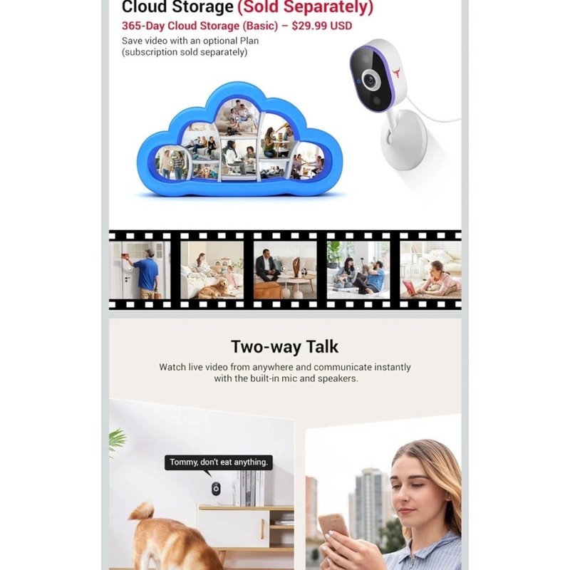FineLuck C100 Indoor Security Camera AI Night Vision Two-way Talk Wi-Fi NEW gallery