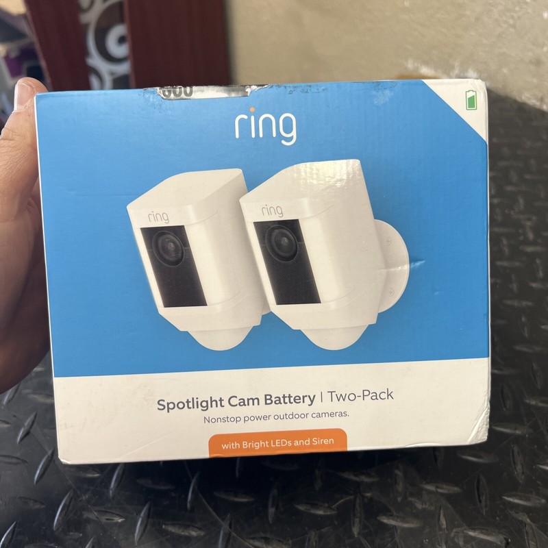 Ring Spotlight Security Camera Battery 2 Two Pack LEDs & Siren *NEWEST MODEL*