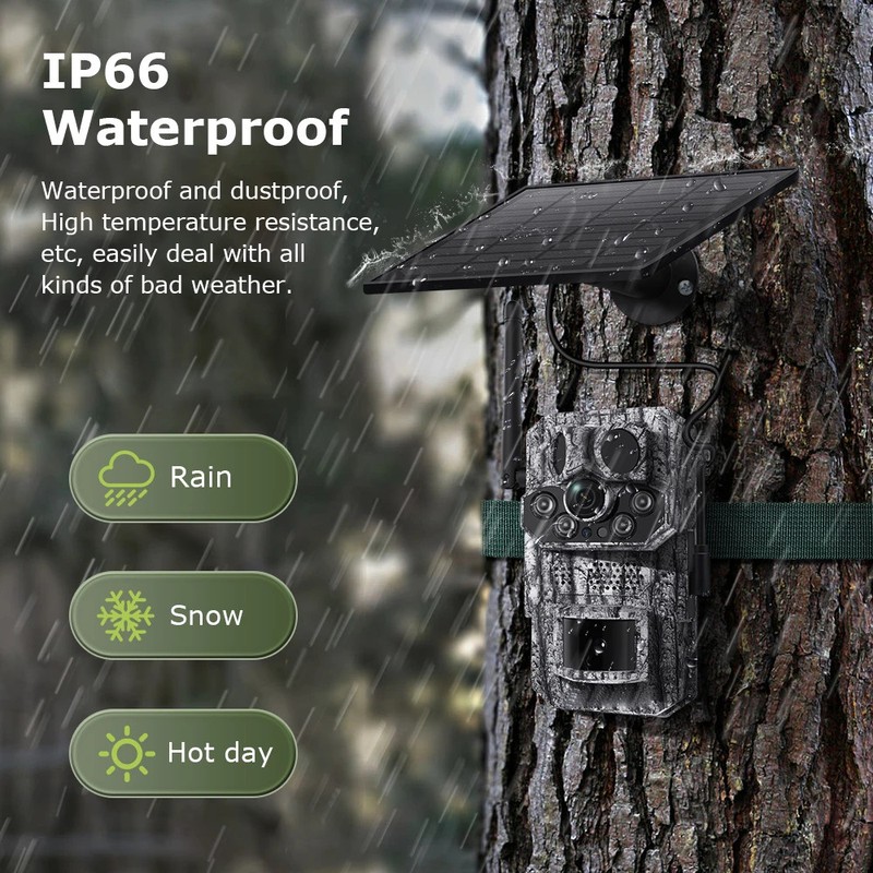 2PCS 4G LTE Cellular Trail Camera 5MP Solar Hunting Camera Night Vision gallery