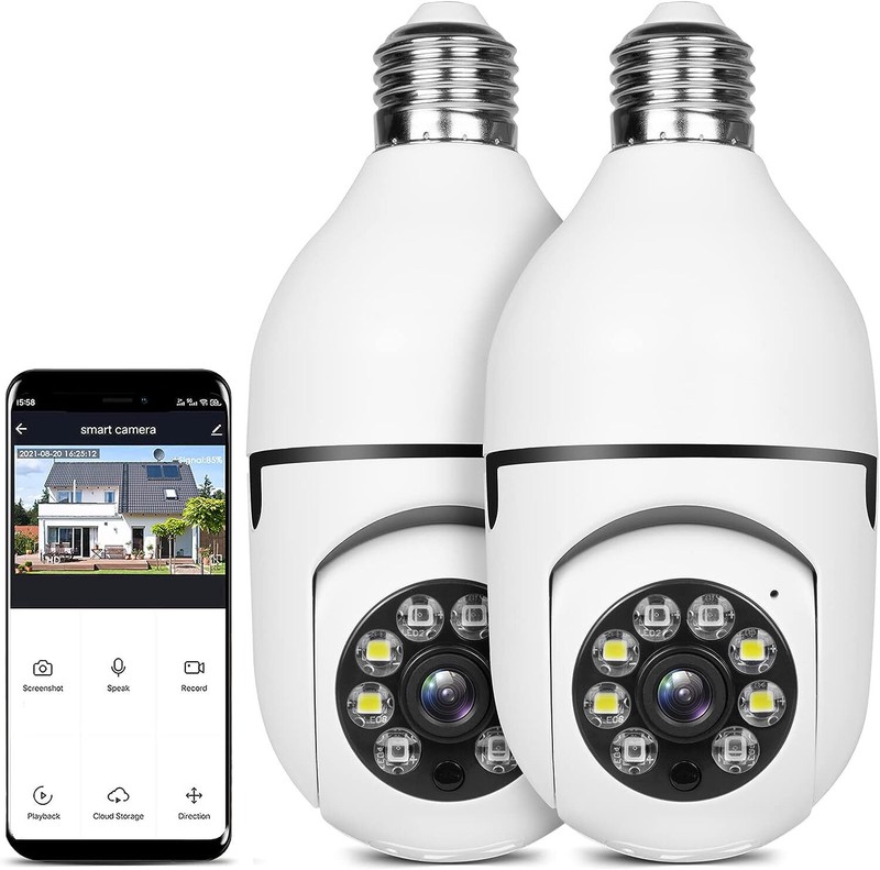 Security Camera 2Pack Wireless Wifi IP E27 360 Motion Detect Alarm 2 Way Audio