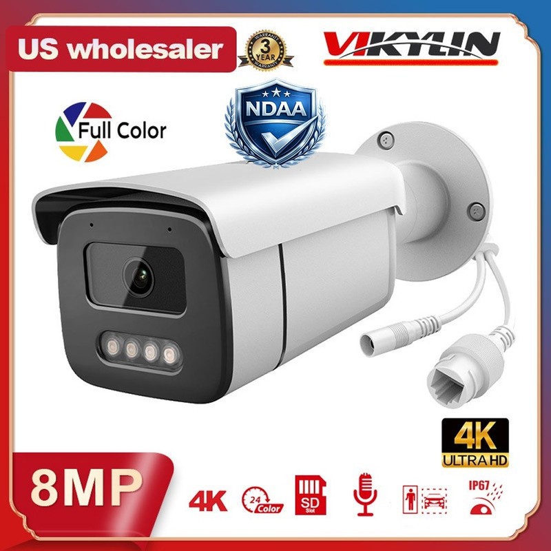 Vikylin 4K 8MP POE Camera Outdoor Full Color Audio 3.6MM NDAA Onvif Wired gallery