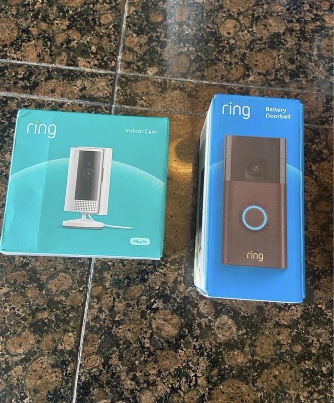 Ring battery doorbell/camera and ring indoor camera both new in box