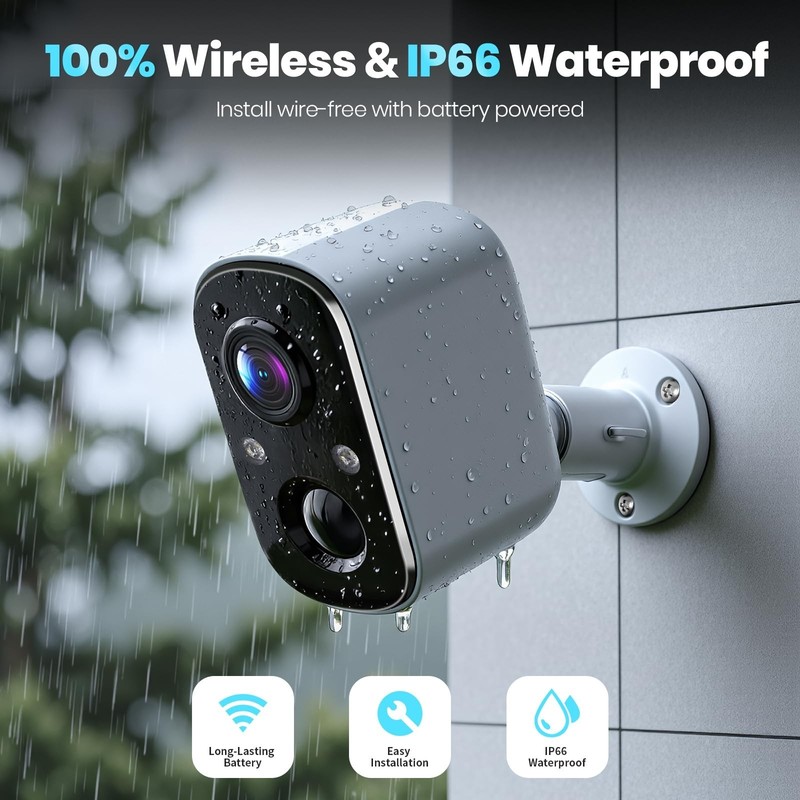 Wireless Outdoor Security Cameras 2K - Battery Powered, AI Motion Detection, Col gallery