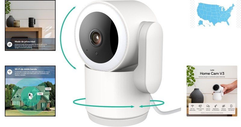 Luna 2K Indoor Security Camera - 360° Pan-Tilt Zoom with AI Detection gallery