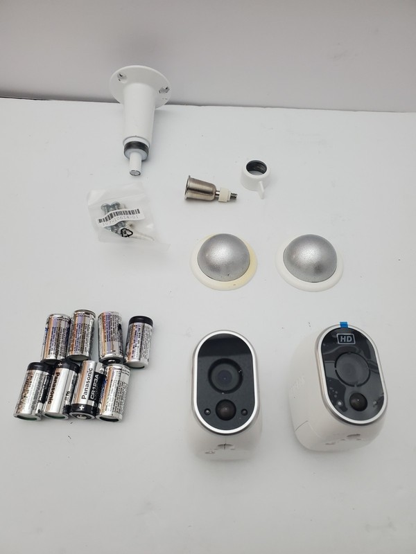 LOT OF 2 Netgear Arlo VMC3030 Wireless In/Outdoor Security Camera – w/ Extras