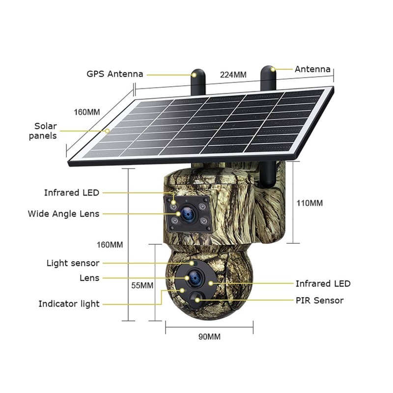 4G Security Camera 2K Solar Dual 360 view GPS tracker Outdoor Trail Battery 128G gallery