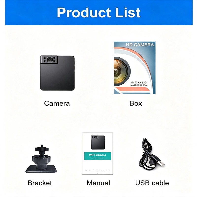 Mini WiFi Security Camera 720P 180° Rotate Lens IR Night Vision Remote Cam gallery