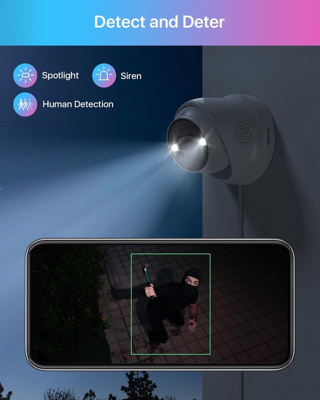 ZOSI 4K PoE Add on Security Camera with Person Vehicle Detection Sound & Light gallery