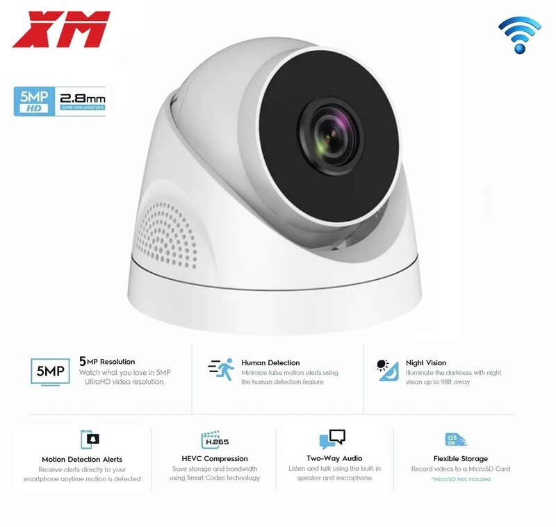WIFI Dome Security Camera Night Vision P2P 2592*1944P 5.0MP focus 2.8mm