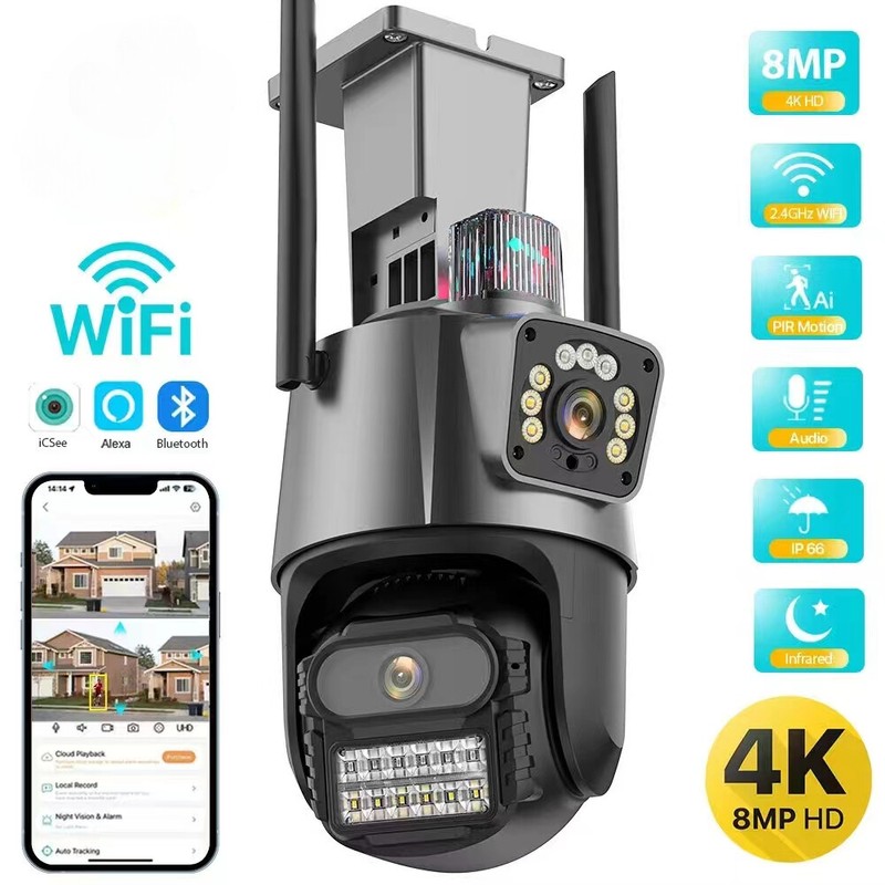 8MP Wireless IP Camera WIFI Outdoor CCTV PTZ Smart Home Security IR Cam IP66 4K gallery