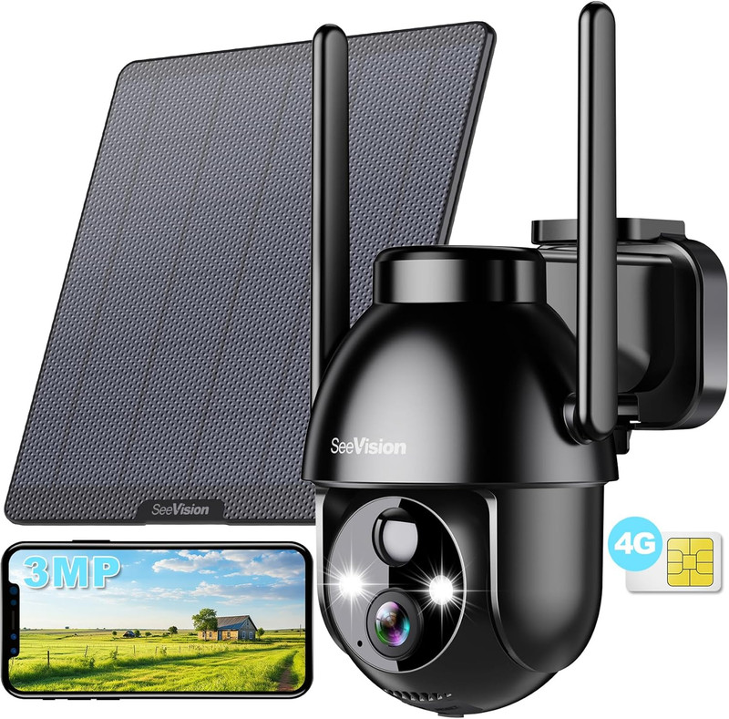 4G LTE Cellular Solar Security Cameras Wireless Outdoor, Solar Powered 3MP Camer gallery