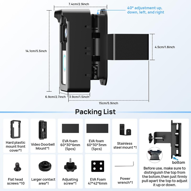 Video Doorbell Mount for Ring/Blink, 2025 Upgrade Doorbell Camera Mount with Tr gallery