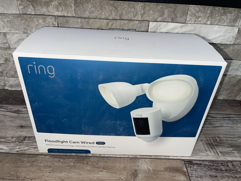 Ring Floodlight Cam Wired Pro w/ Birds Eye View 3D Motion Detection White