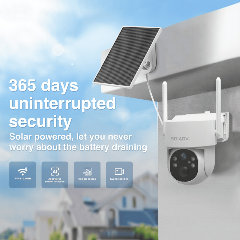 Solar Battery Powered Security Camera WiFi6 Wireless System PTZ 3MP IP65 Outdoor gallery