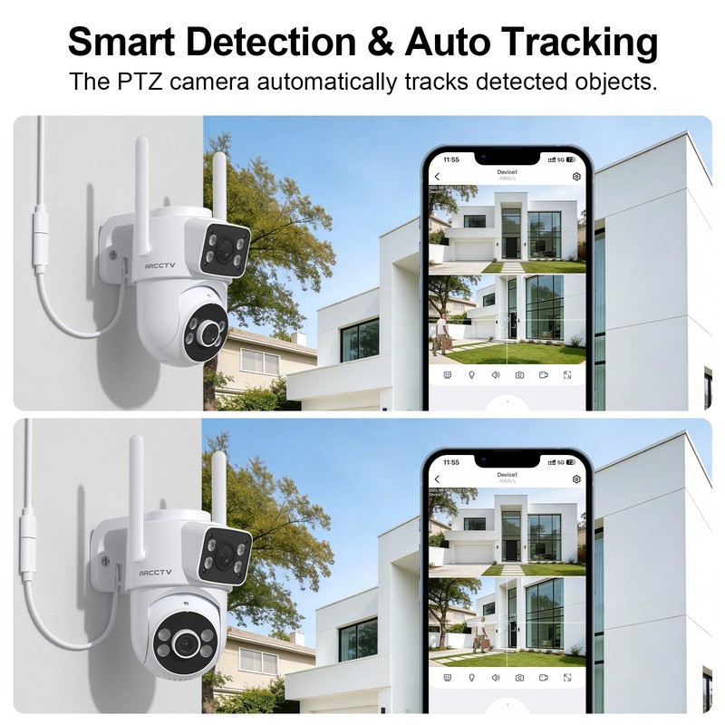 ARCCTV 8MP Dual Lens In/Outdoor Security Camera 5G WiFi Outdoor 360°PTZ CCTV Cam gallery