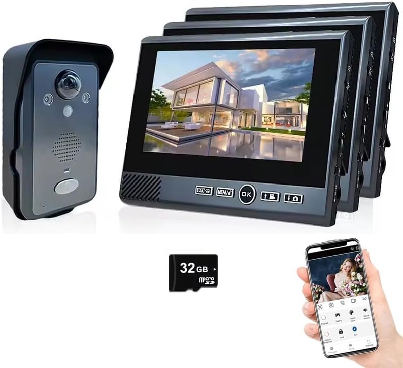Wireless,Doorbell Camera Night Vision 1080P HD Camera,7 Inch TFT Screen Monitor, gallery