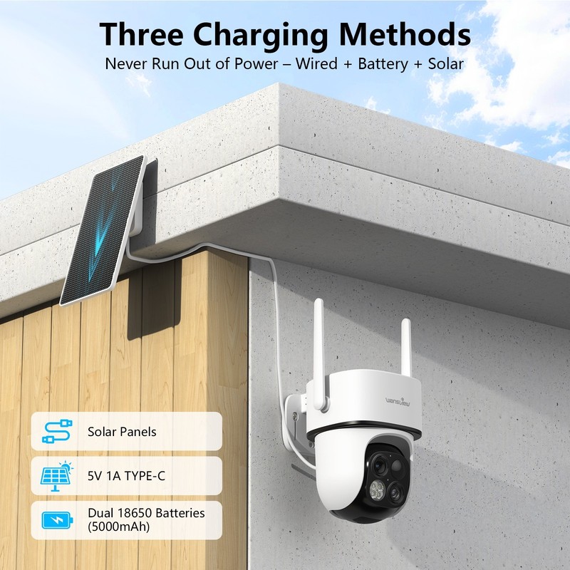 Wansview Dual Lens 2K Solar Camera Security Outdoor Security Cameras Wireles gallery