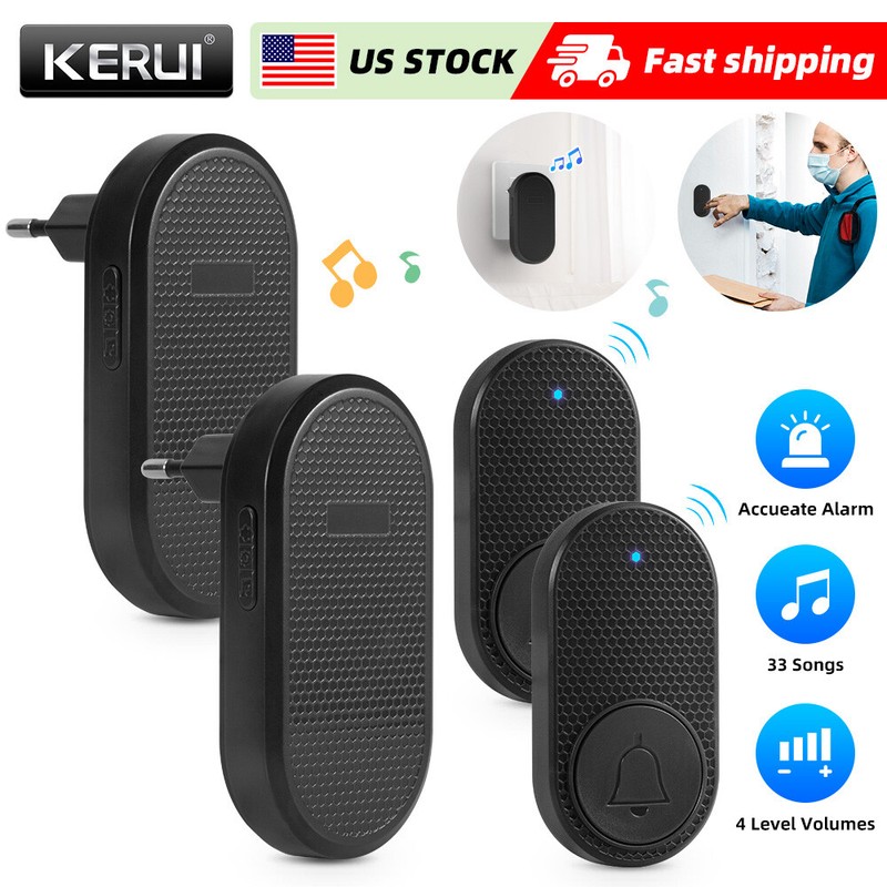 2 Set Waterproof Wireless Doorbell Chime & Plugin Receiver Kit Long Range Home