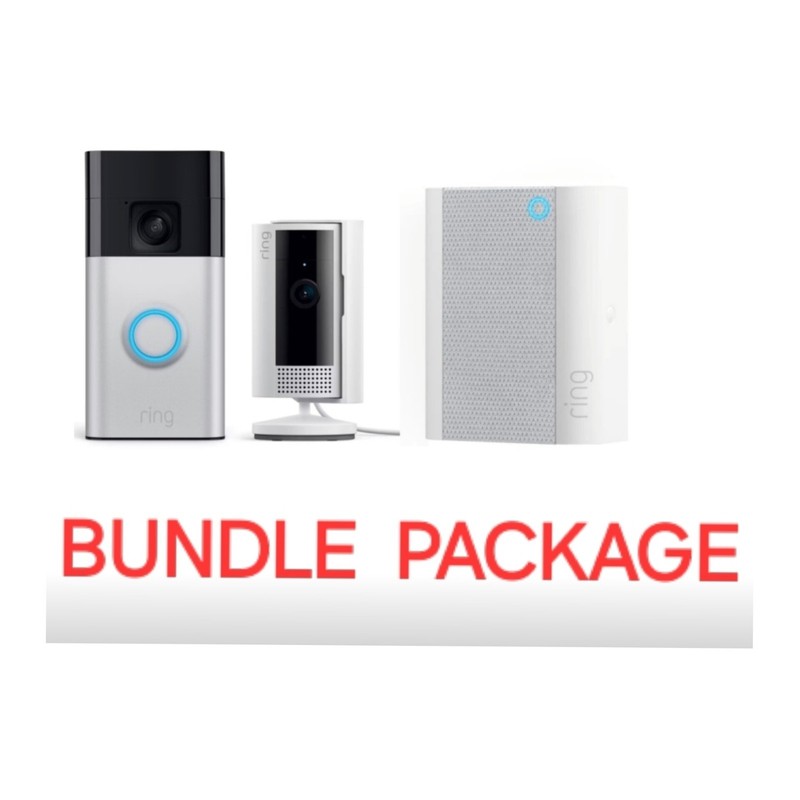 Ring Starter Set with Battery Doorbell and Indoor Cam + CHIME WiFi ” BUNDLE “
