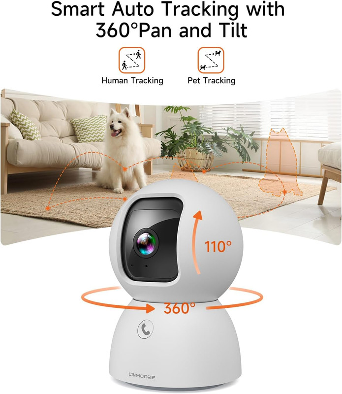 5G Pet Camera Indoor with Phone App, 3K Cat Dog Cameras with Speaker, Pan-Tilt W gallery