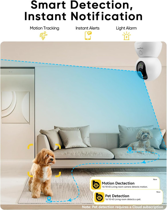 2K Cameras for Home Security, 2-Pack Indoor Camera with Night Vision, Pet Camera gallery