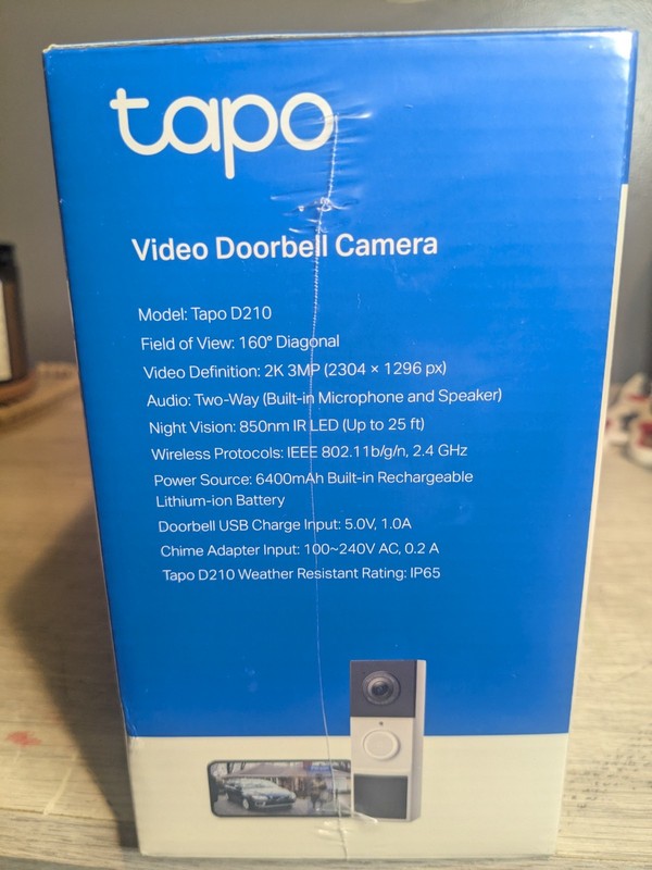 TP-Link Tapo Smart Video Doorbell Camera Wireless with Chime 2K -Brand New- gallery