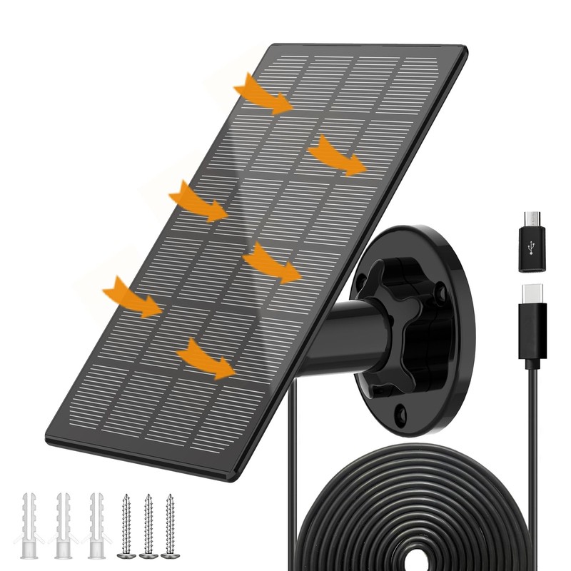 Solar Panel for Outdoor Camera, IP66 Waterproof Solar Charger, Continuous Sol... gallery