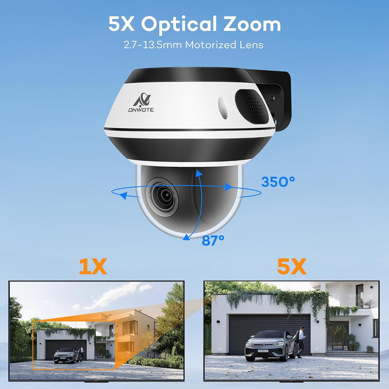 PTZ Poe IP Security Camera, 350° Pan 87° Tilt 5X Optical Zoom 4K 8MP, 2 Way Audi gallery