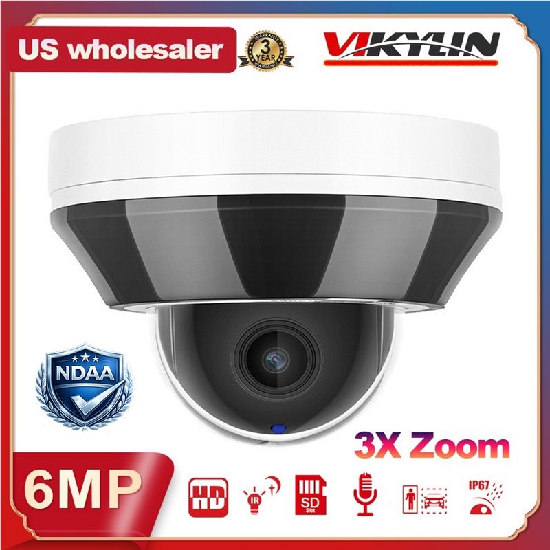 4 Pack Vikylin 6MP 3X Zoom PTZ Dome POE IP Camera IR Light W/ Audio Onvif Wired gallery