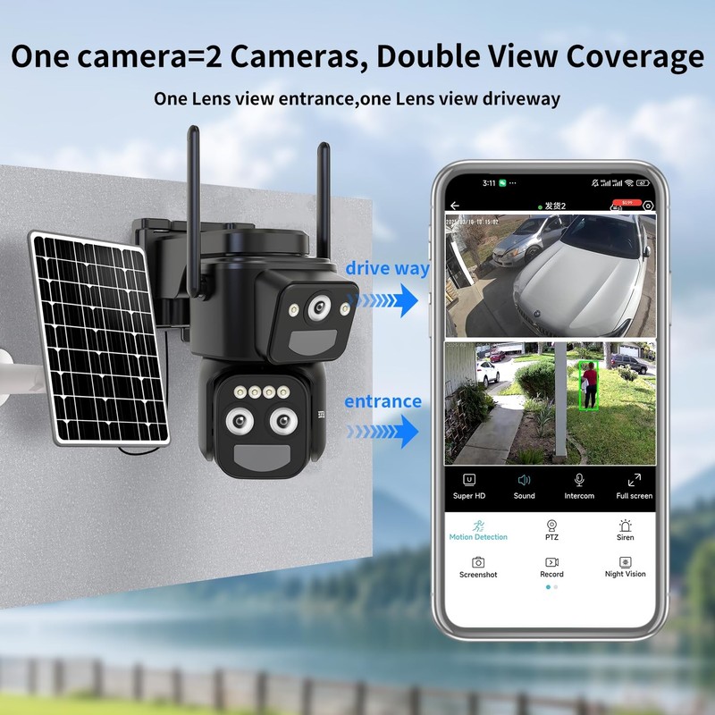 Security Cameras Wirelss Outdoor Solar Powered for Home Security, 360 View Ou... gallery