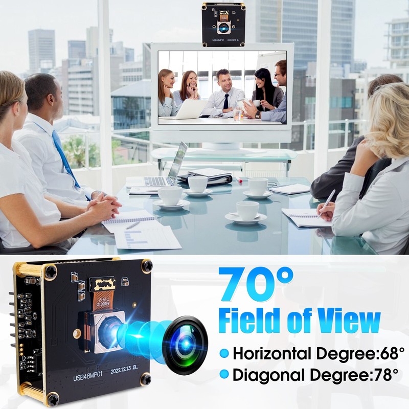 48MP Webcam USB Autofocus 8000X6000P UHD 70 Degree No Distortion Camera Module gallery