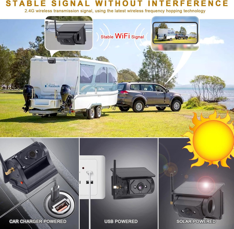 Solar-Powered Wireless Backup Camera with AI Security-Smart Human/Vehicle Detect gallery