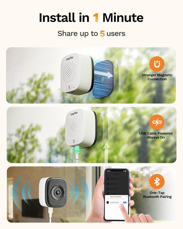 5MP 3K Window Camera with Night Vision, 2.4/5Ghz Wifi Indoor Window Cameras for gallery