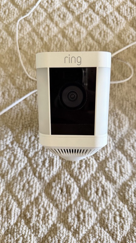 Ring Spotlight Cam Plus White Solar Panel with Battery and Wall Mount Kit