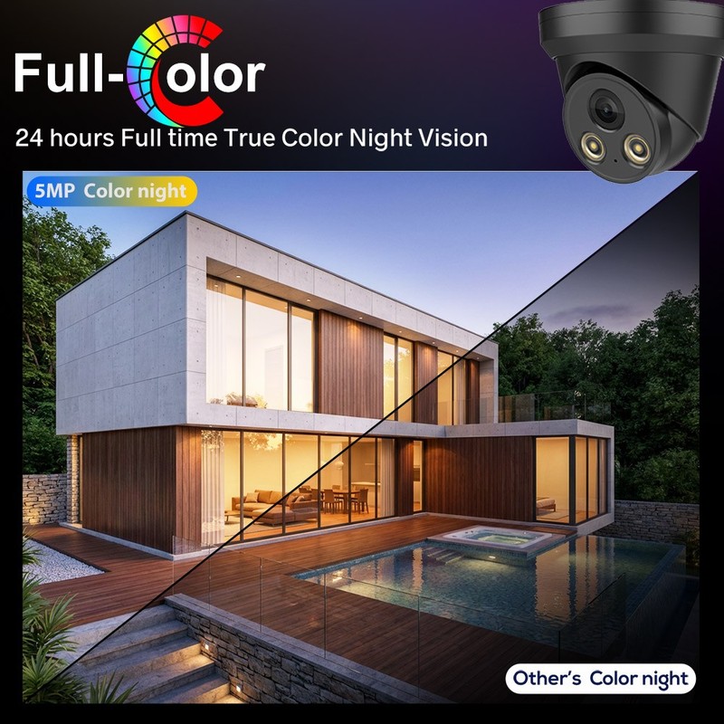 4 pack Black Vikylin 5MP POE IP Camera Outdoor Full Color LED Audio Wired Onvif gallery