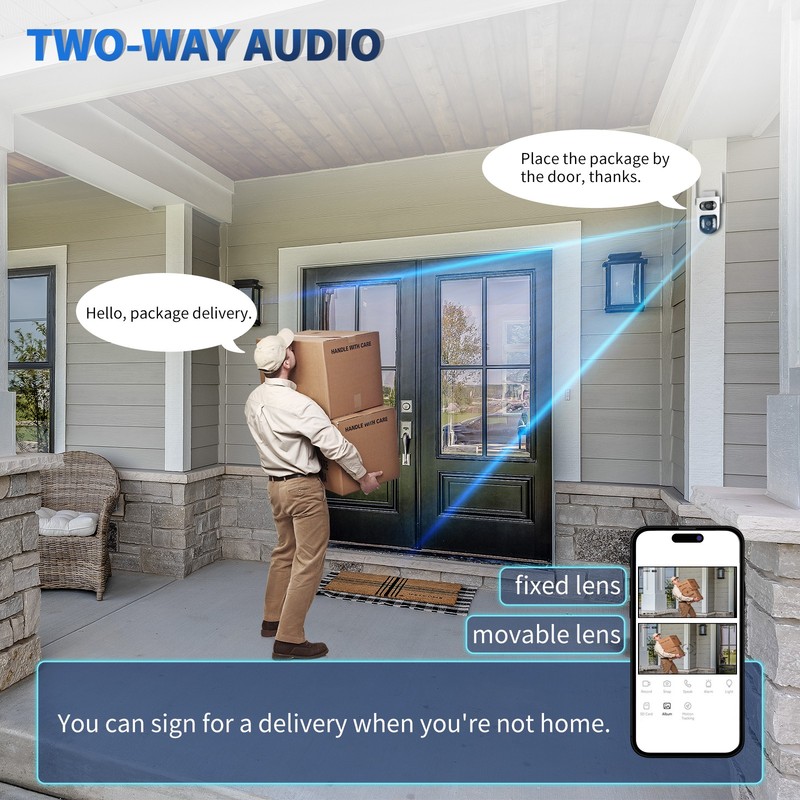 Dual‑Lens PTZ Security Camera – 1080P HD – WiFi – Night Vision – 360° Monitoring gallery